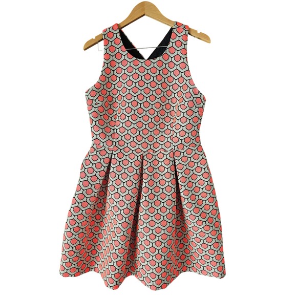 Trina Turk Fit & Flare Dress Size 12 Sleeveless Pleated Jacquard Fabric - Picture 1 of 10